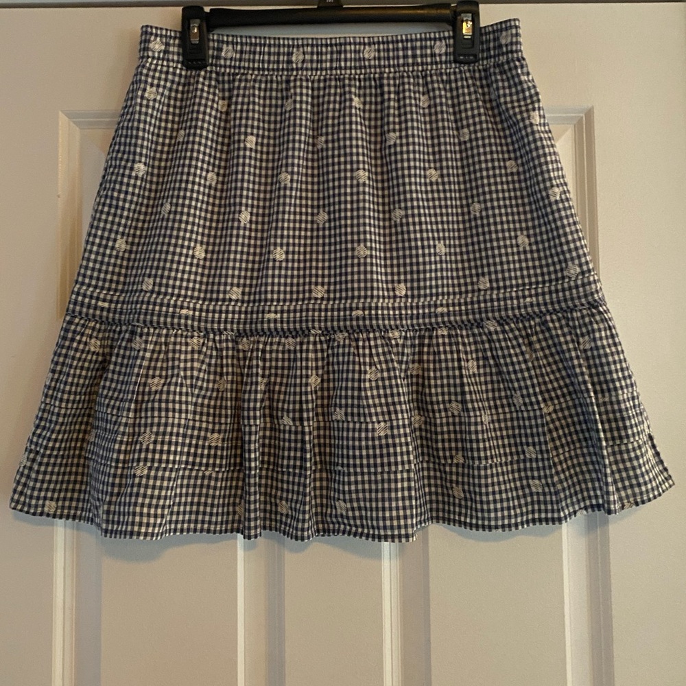 Madewell Embroidered Cotton Gingham Skirt, size Medium - Picture 2 of 7